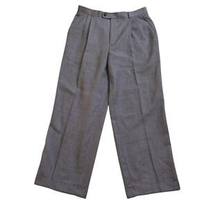 Zanella Pants Mens 34x30 Gray Wool Tweed Pleated Cuffed Dress Pants Made Italy